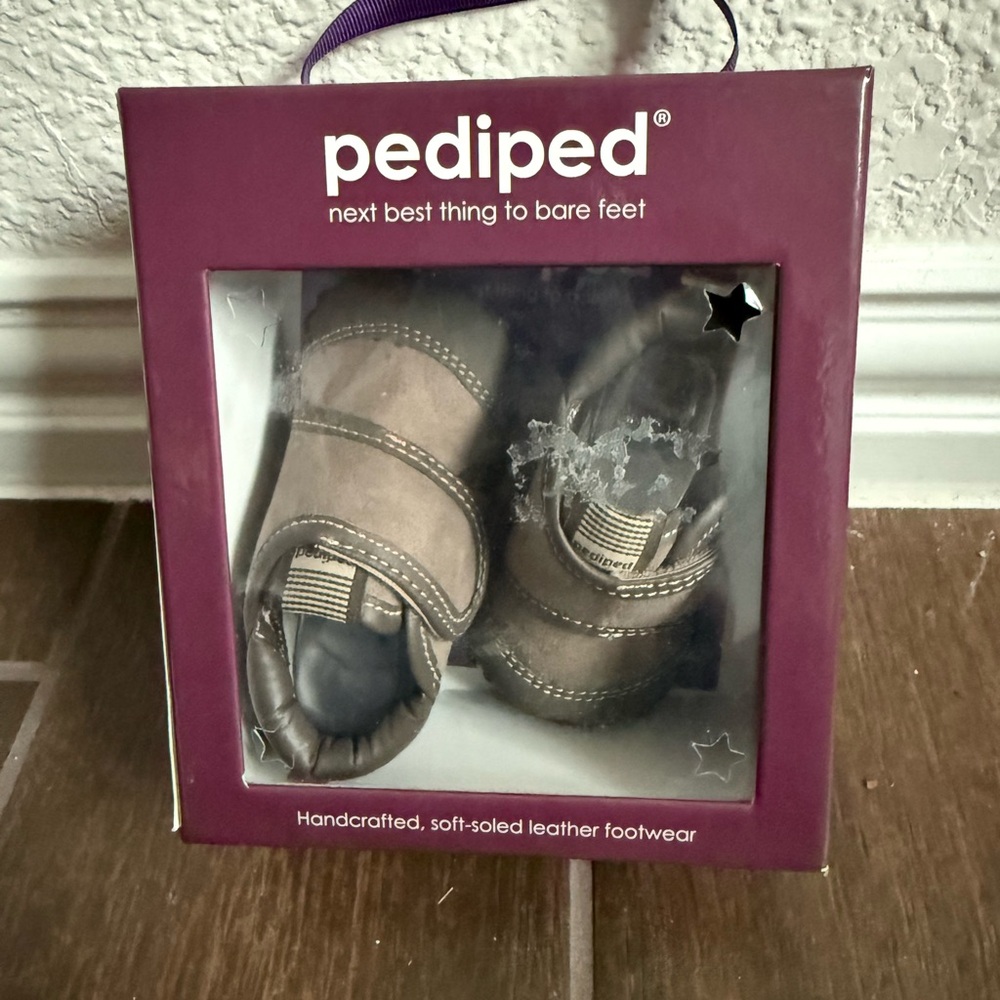 pediped Watson - Originals Brown Leather Baby Bootie